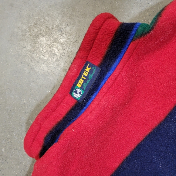 Eddie Bauer Ebtek Men's Jacket Sz xlarge Tall Colorblock Rainbow Stripe Fleece - Picture 8 of 9